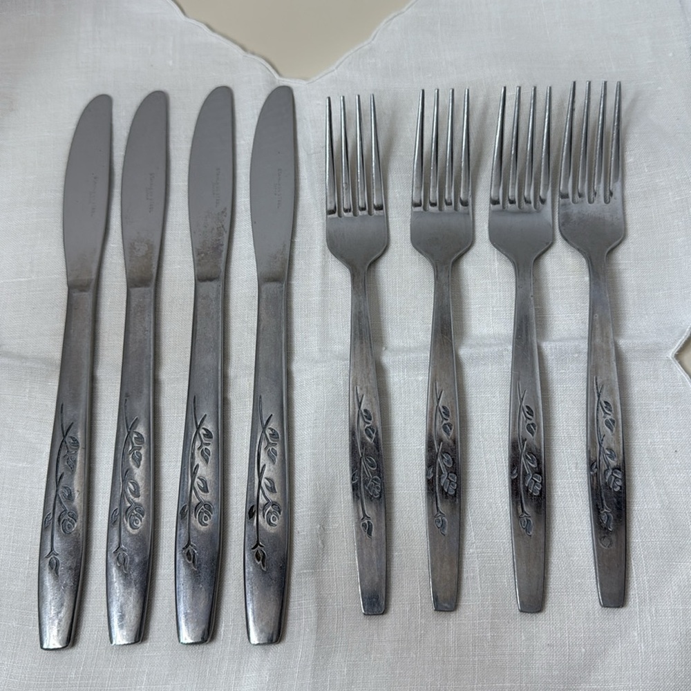 Summer Breeze Floral Pattern Sears & Roebuck Stainless Steel Flatware 8 Pc Japan